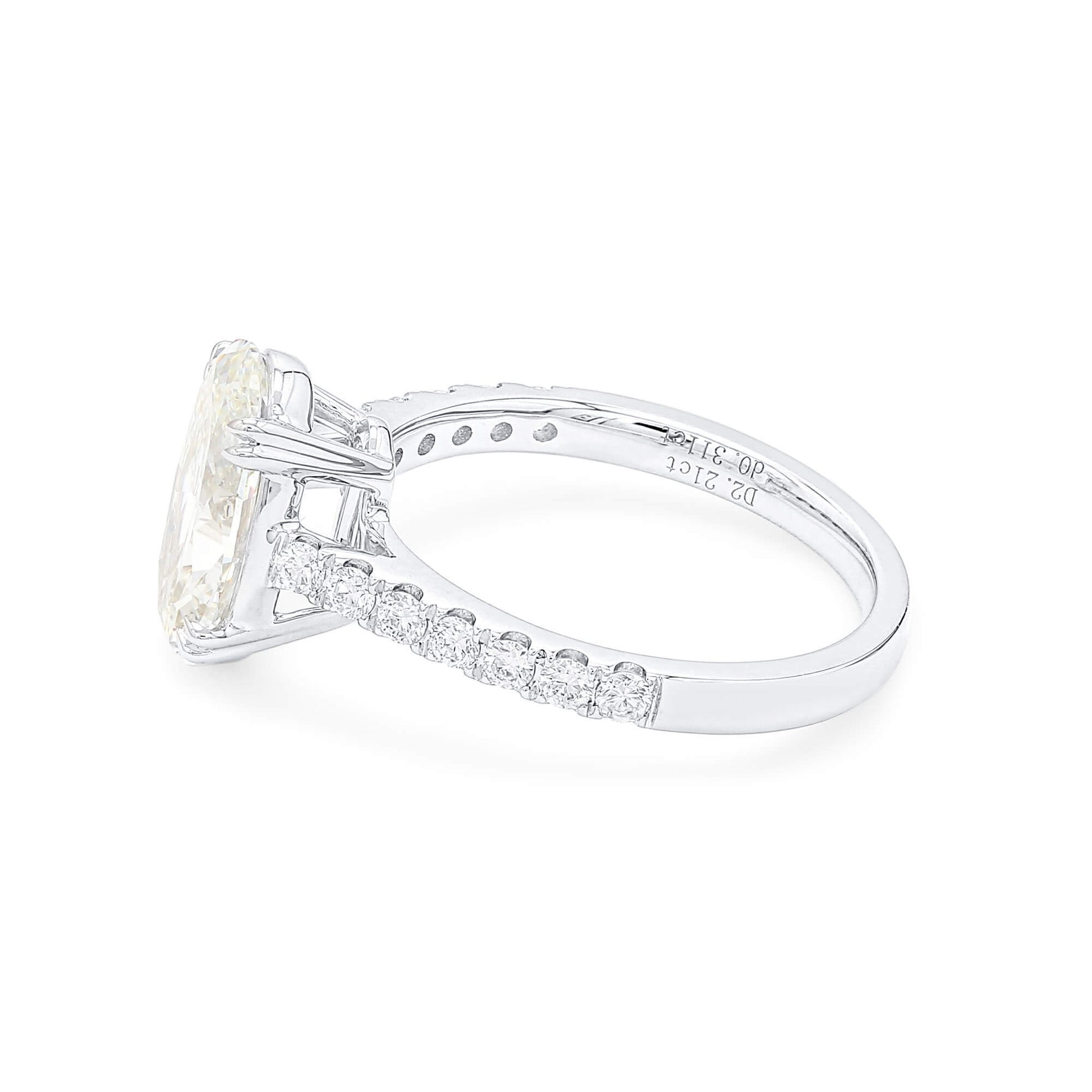 Natural Diamond Solitaire Ring, 18K White Gold, Oval Shape, 2.52 Ct. TW