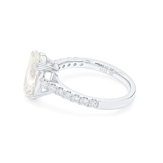 Natural Diamond Solitaire Ring, 18K White Gold, Oval Shape, 2.52 Ct. TW