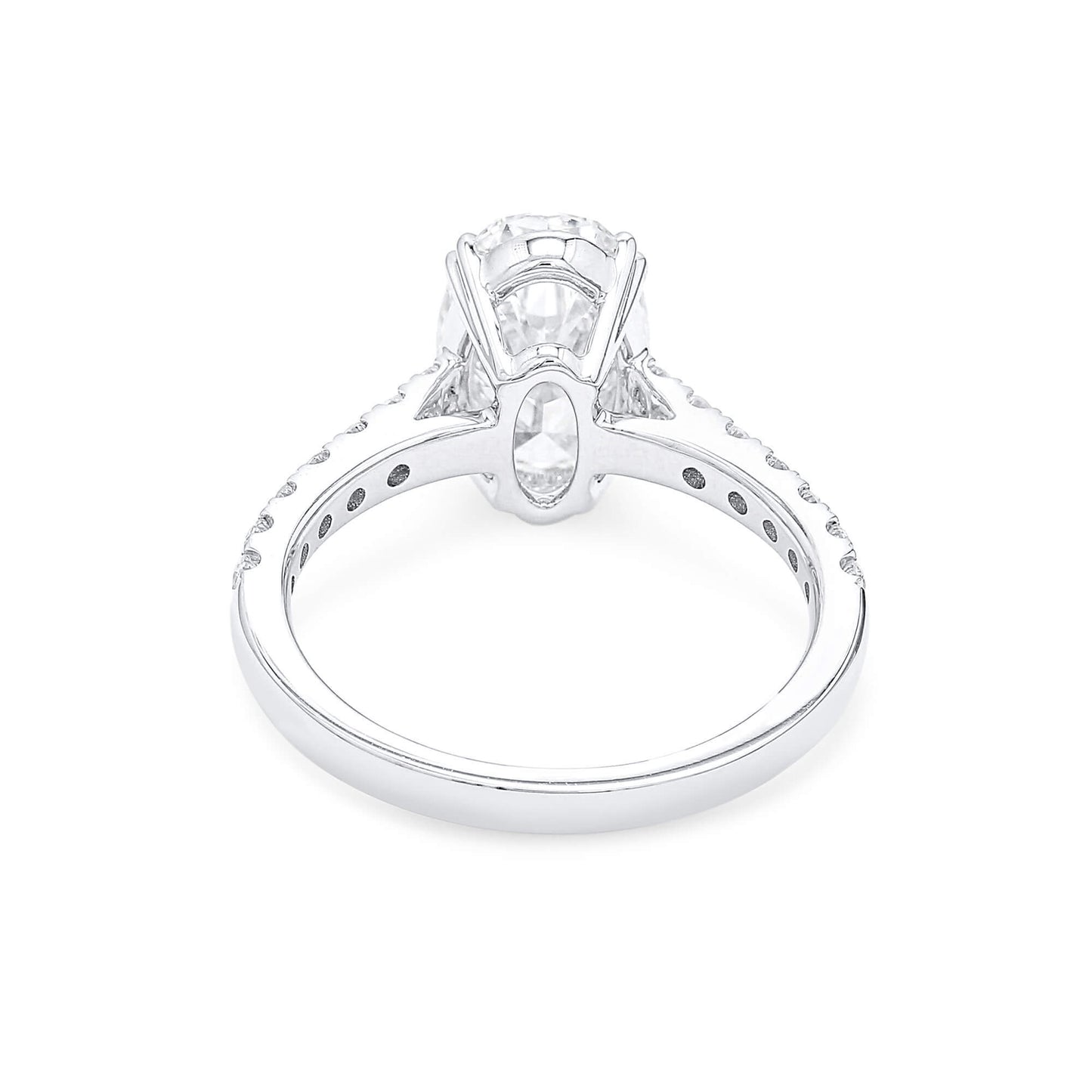 Natural Diamond Solitaire Ring, 18K White Gold, Oval Shape, 2.52 Ct. TW
