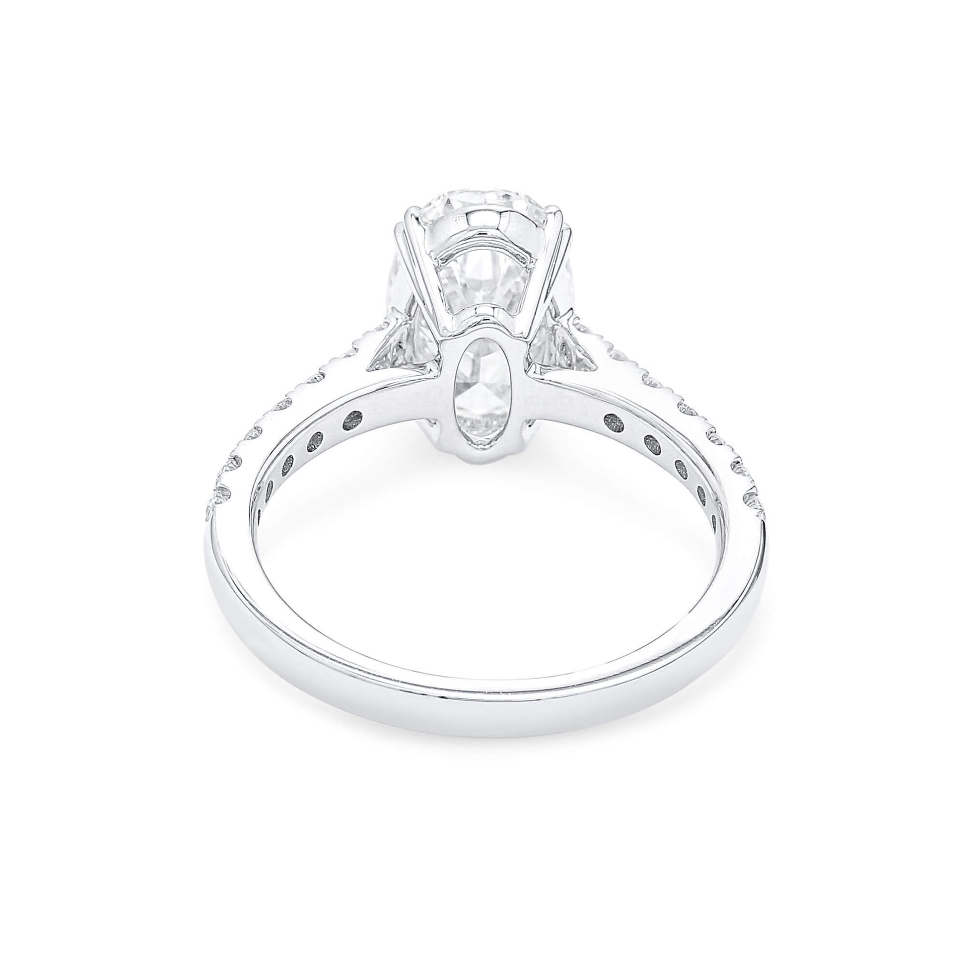 Natural Diamond Solitaire Ring, 18K White Gold, Oval Shape, 2.52 Ct. TW