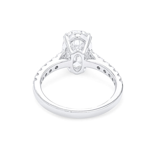 Natural Diamond Solitaire Ring, 18K White Gold, Oval Shape, 2.52 Ct. TW