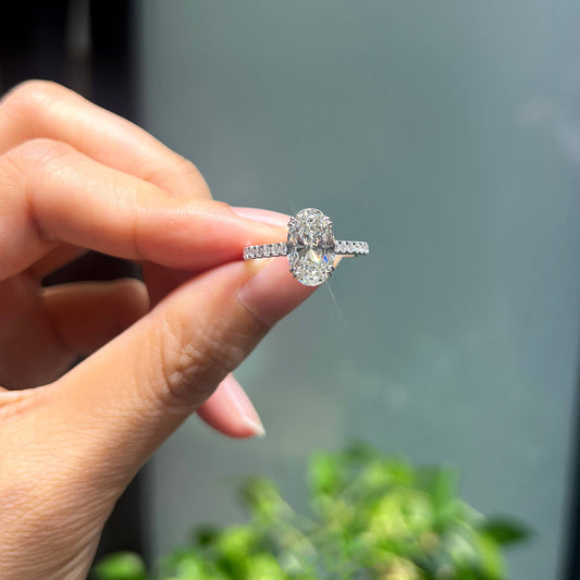 Natural Diamond Solitaire Ring, 18K White Gold, Oval Shape, 2.52 Ct. TW