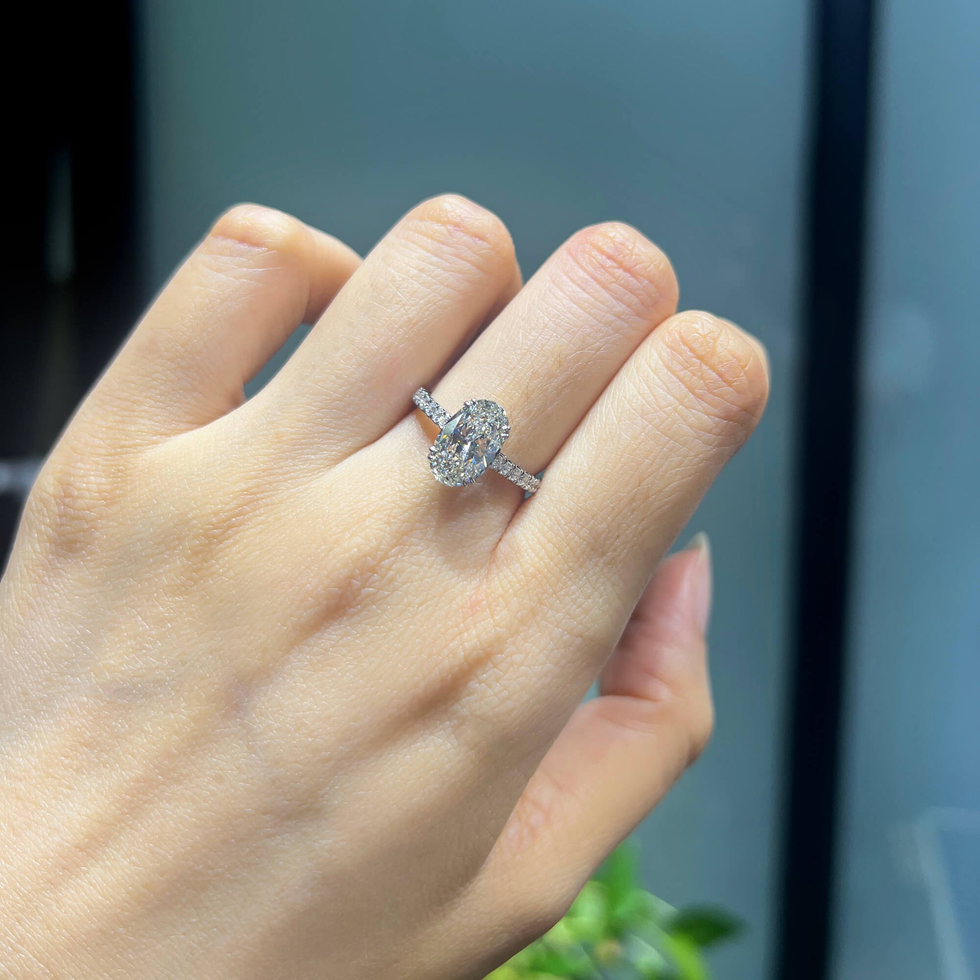 Natural Diamond Solitaire Ring, 18K White Gold, Oval Shape, 2.52 Ct. TW