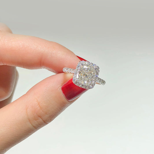 White Diamond Ring, 2.54 Ct. TW, Cushion Shape, GIA Certified