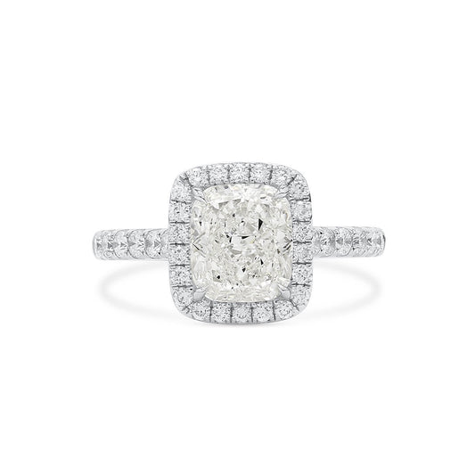 White Diamond Ring, 2.54 Ct. TW, Cushion Shape, GIA Certified