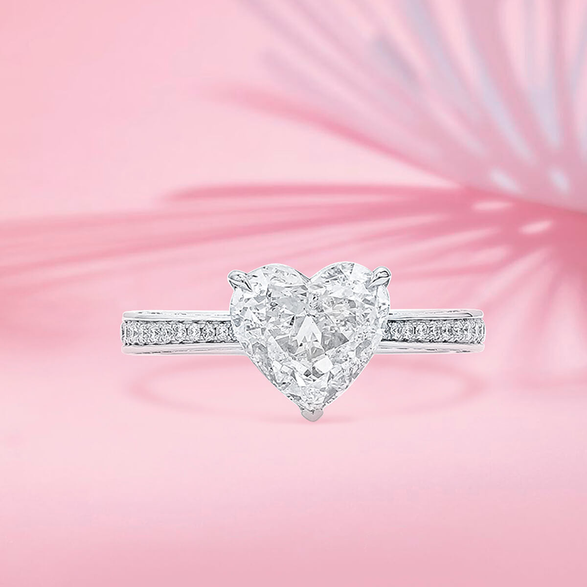 White Diamond Ring, 2.70 Ct. TW, Heart Shape, GIA Certified