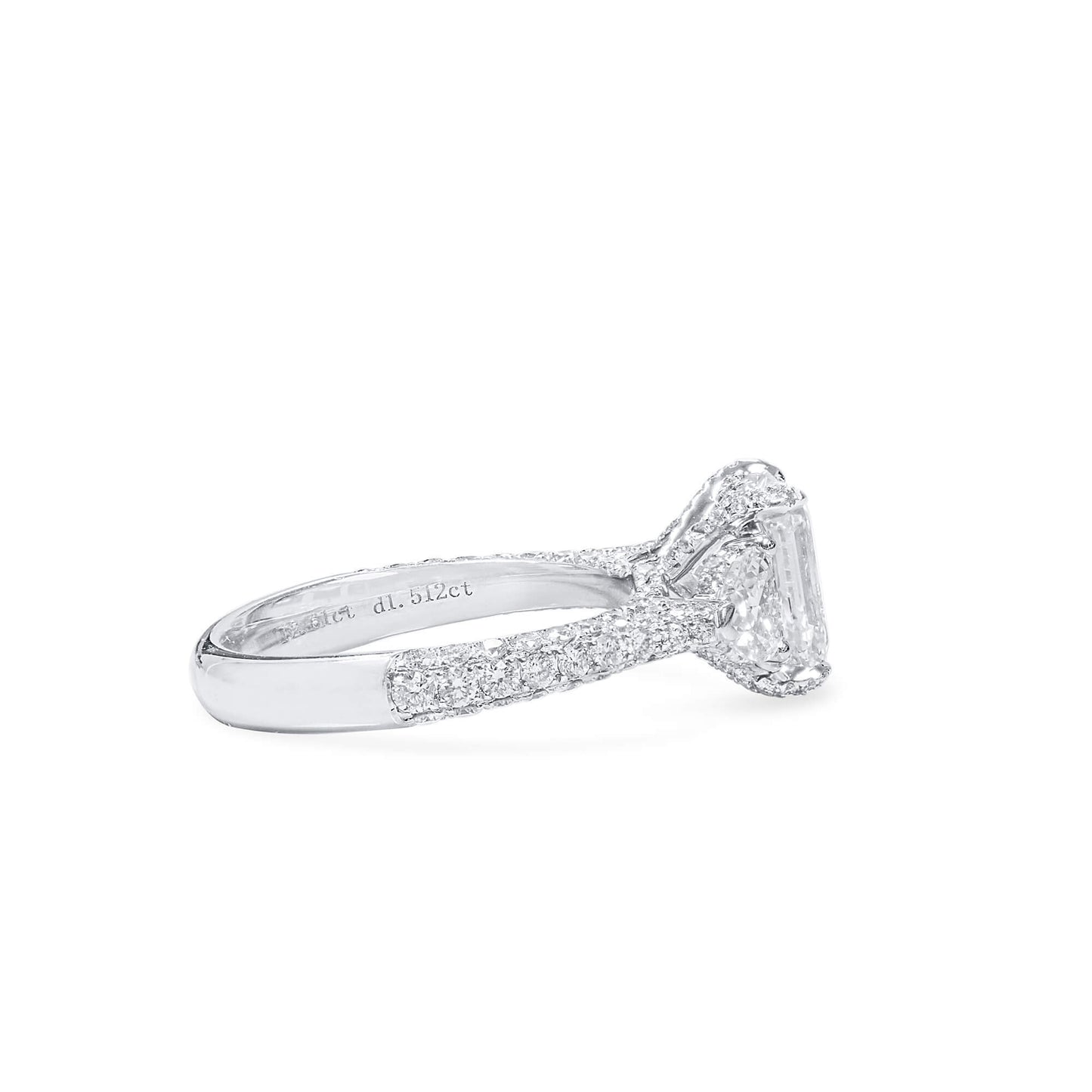 White Diamond Ring, 3.52 Ct. TW, Emerald Shape, GIA Certified