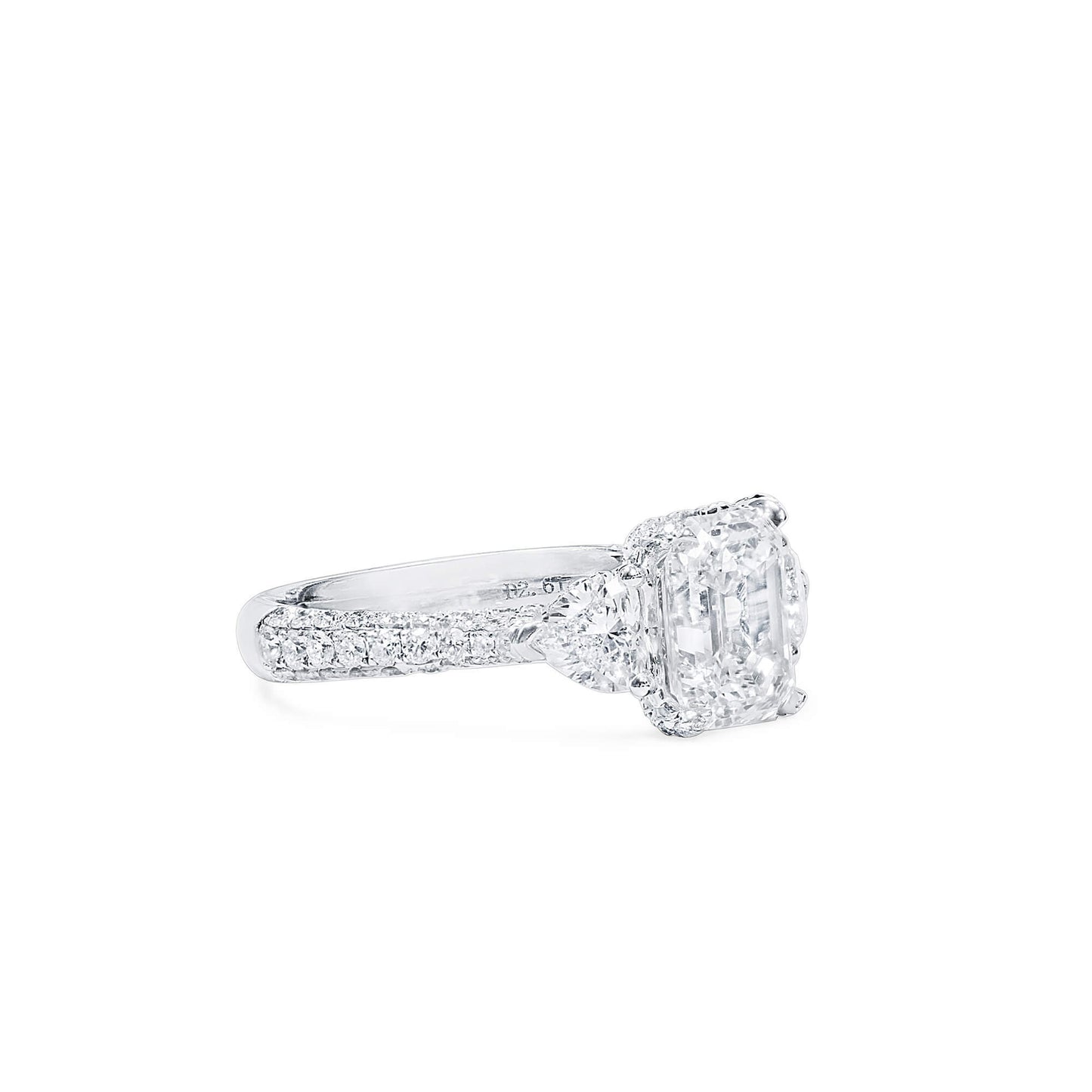 White Diamond Ring, 3.52 Ct. TW, Emerald Shape, GIA Certified