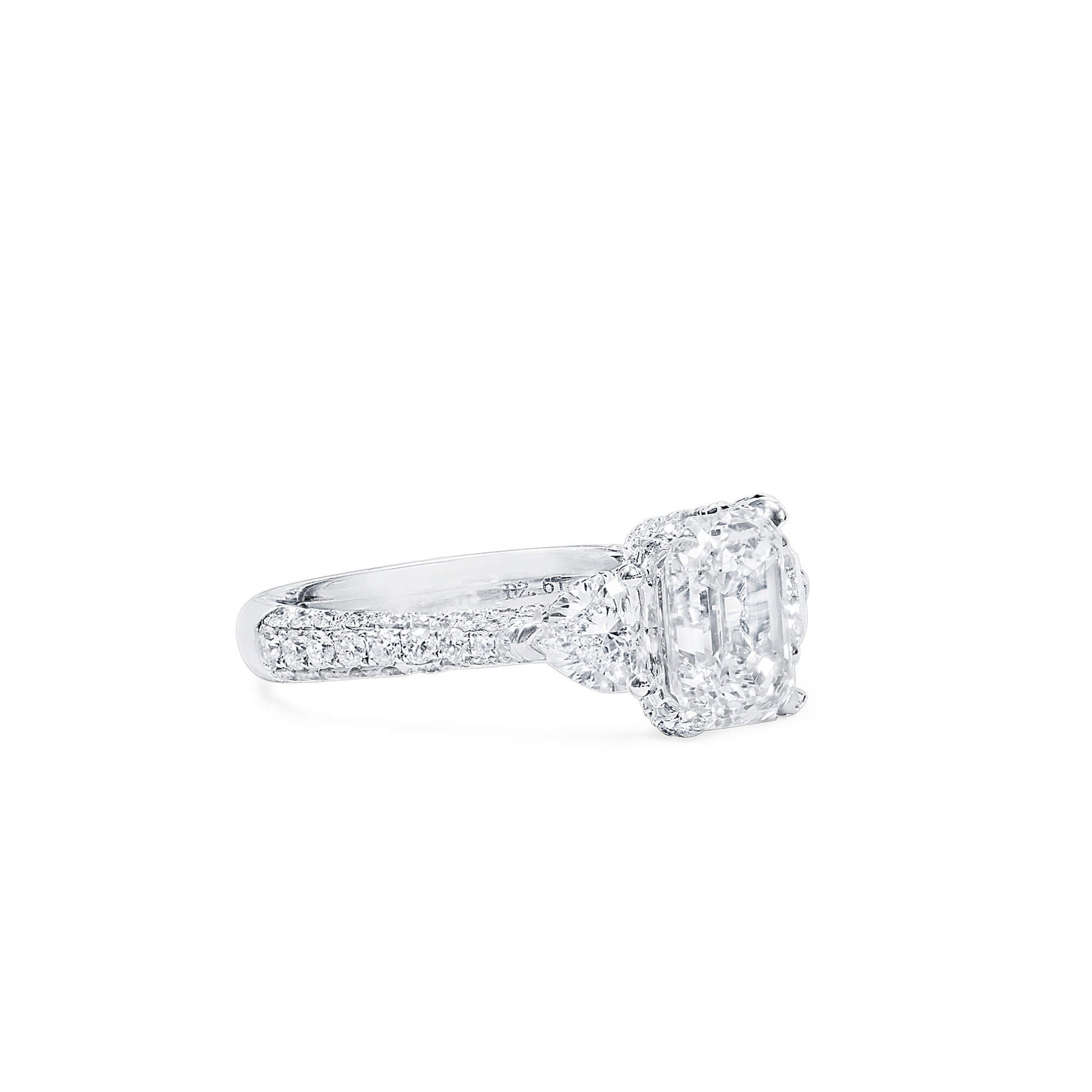 White Diamond Ring, 3.52 Ct. TW, Emerald Shape, GIA Certified