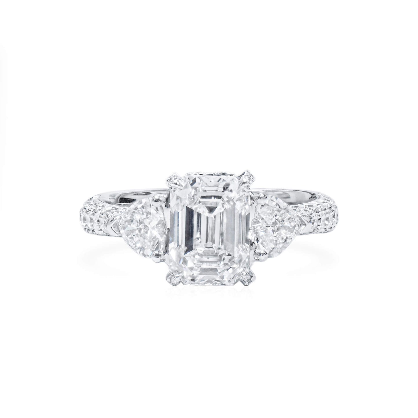 White Diamond Ring, 3.52 Ct. TW, Emerald Shape, GIA Certified