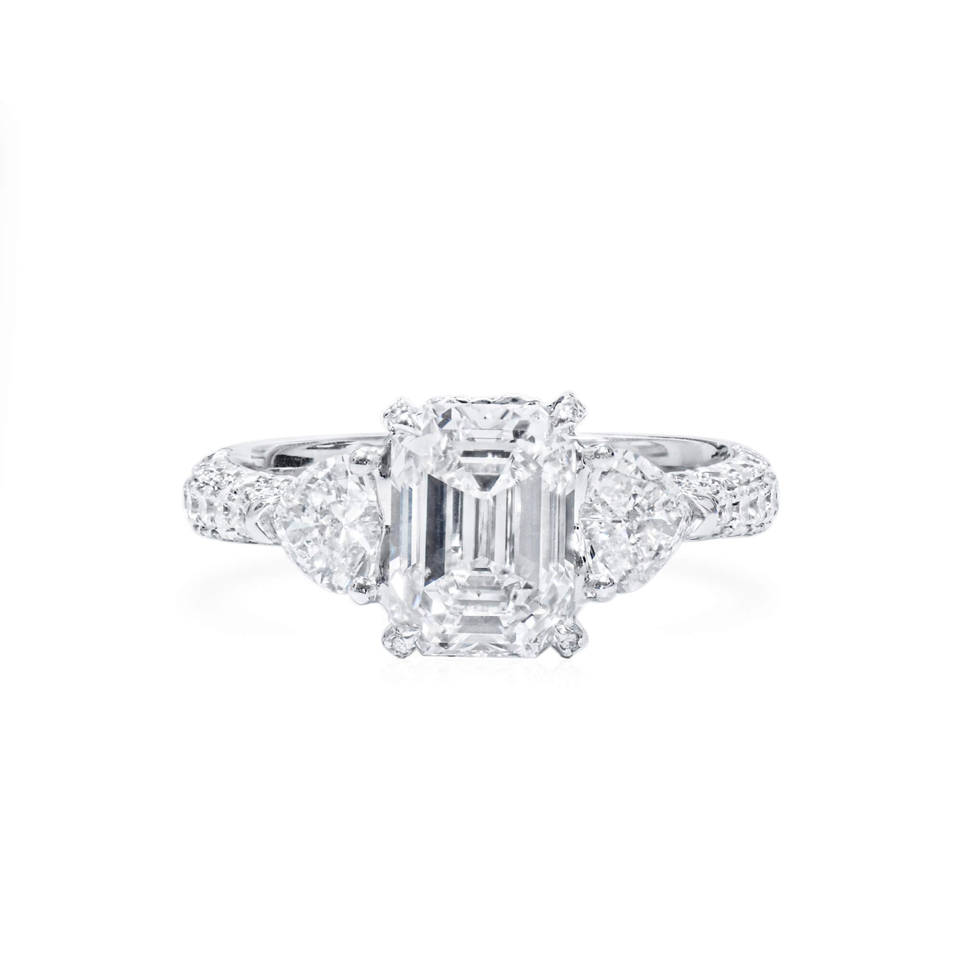White Diamond Ring, 3.52 Ct. TW, Emerald Shape, GIA Certified