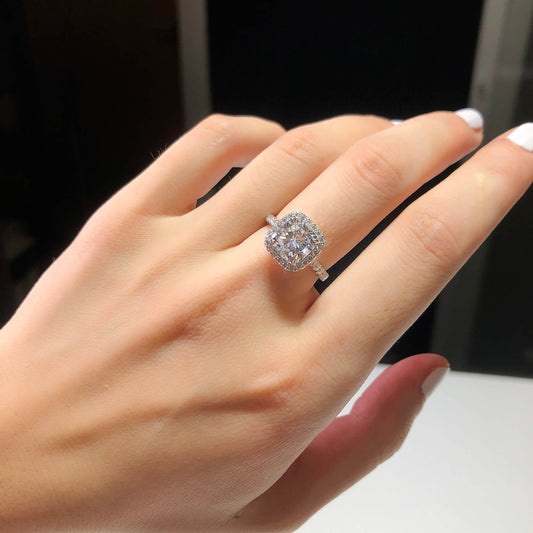 White Diamond Ring, 3.64 Ct. TW, Cushion Shape, GIA Certified