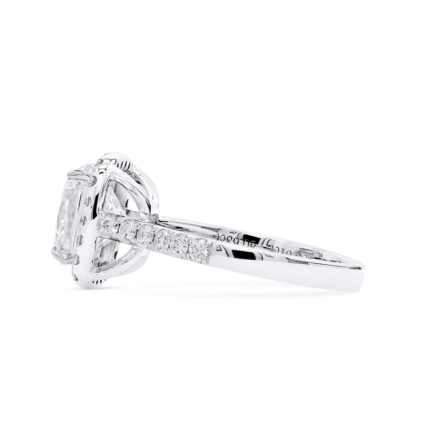 Natural Diamond Halo Ring, 18K White Gold, Cushion Shape, 3.64 Ct. TW