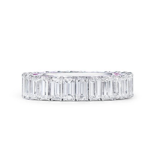White Diamond & Ruby Eternity Band Ring, 6.74 Ct. (8.86 Ct. TW), Emerald Shape